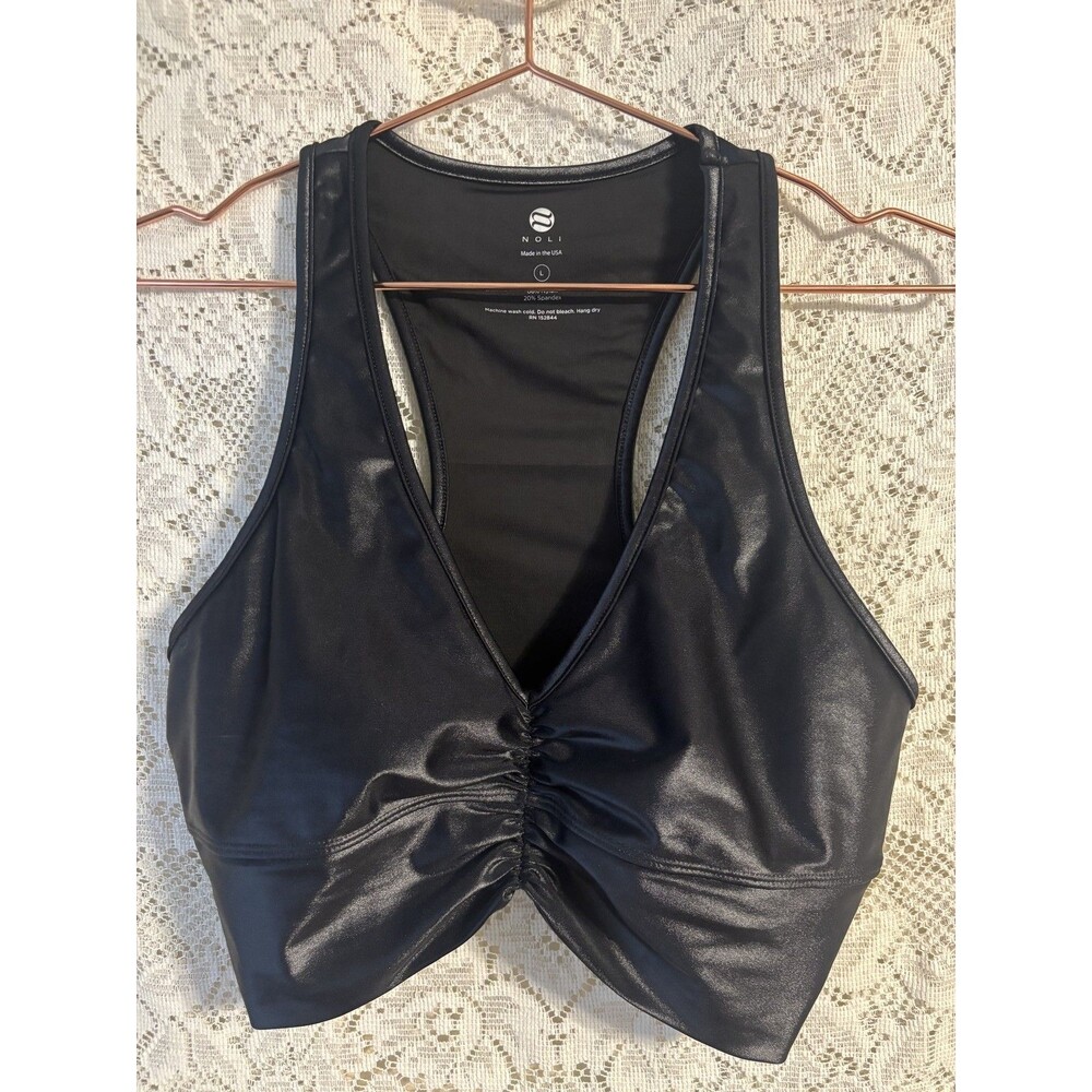Noli Yoga Black Liquid Racerback Sports Bra
